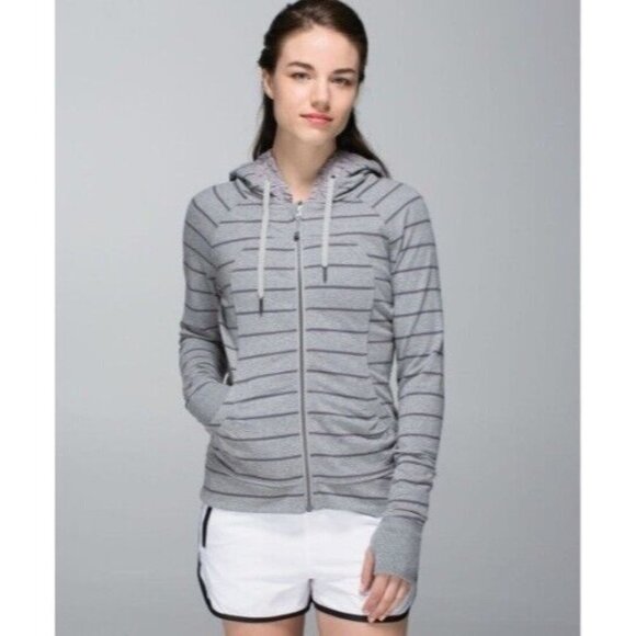 Lululemon Movement Jacket Cayman Stripe Heathered Grey Size M - Picture 1 of 14